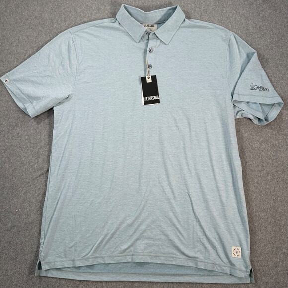 Linksoul Short Sleeve Golf Polo Men's XXL Canebrake Club Logo Blue New - Picture 1 of 10